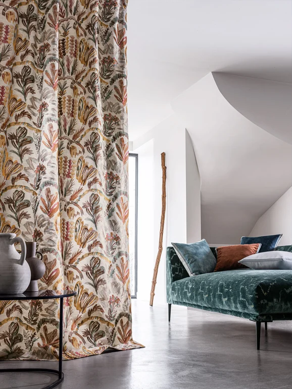Photo of the fabric River 4760 4760 0433 in situ by Casamance. Use for Upholstery, Accessory. Style of Abstract, Velvet
