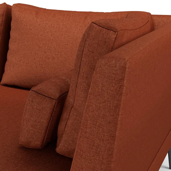 Photo of the fabric Tahiti Brick swatch by Mokum FibreGuard. Use for Curtains, Upholstery, Accessory, Top of Bed. Style of Chenille, Plain