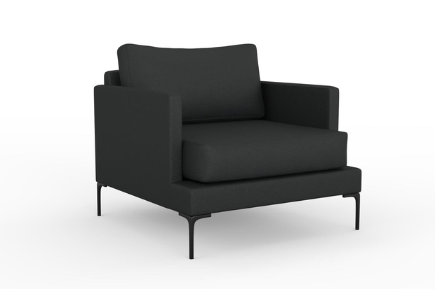 Photo of the fabric Epitome Basalt swatch by Mokum. Use for Upholstery, Accessory. Style of Plain, Taffeta
