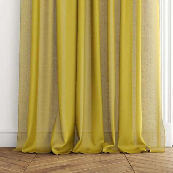 Photo of the fabric Kanso Stonewash Chartreuse swatch by Mokum. Use for Sheer Curtains. Style of Plain, Sheer