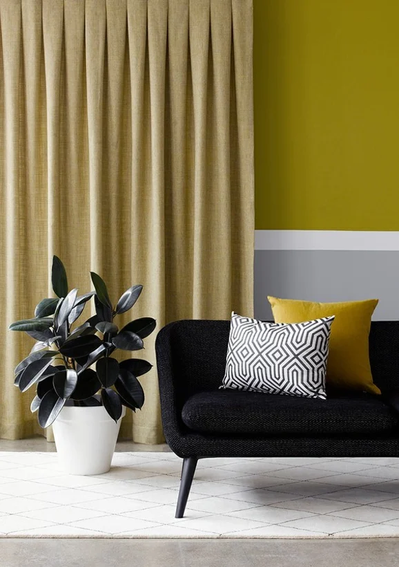 Photo of the fabric Chatham Linen in situ by James Dunlop Essentials. Use for Curtains. Style of Plain, Texture