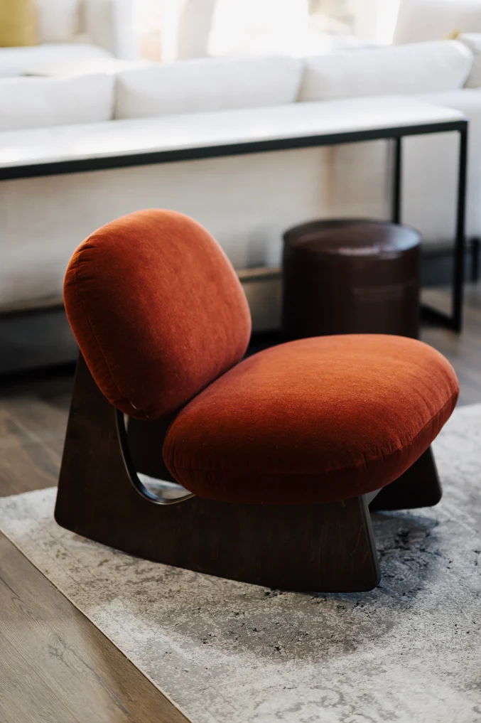 Ted chair by Kovacs in Alpaca Velvet colour Sienna by Mokum