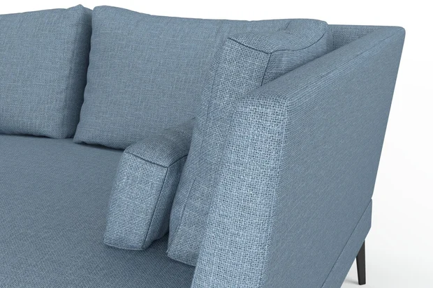 Photo of the fabric Pahi Sky swatch by Mokum. Use for Upholstery, Accessory. Style of Plain, Taffeta
