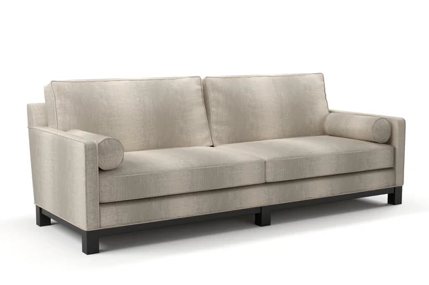 Photo of the fabric Maxime Truffle swatch by James Dunlop. Use for Upholstery, Accessory. Style of Stripe, Texture