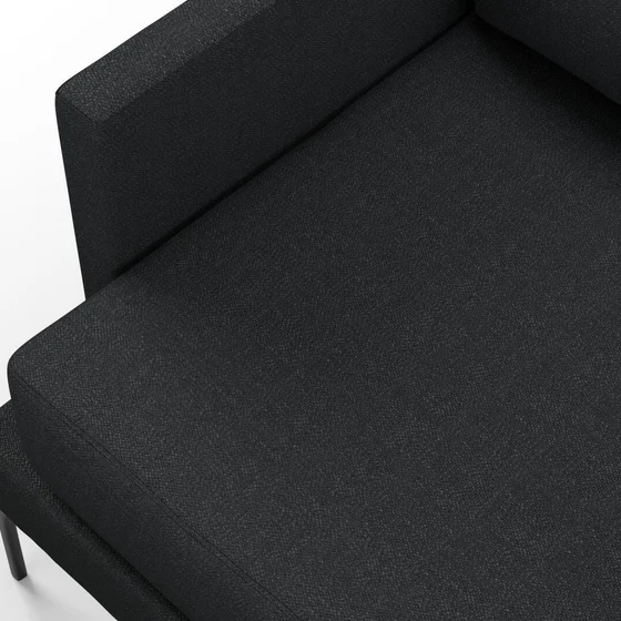 Photo of the fabric Pure Soot swatch by Mokum. Use for Upholstery, Accessory. Style of Plain, Texture