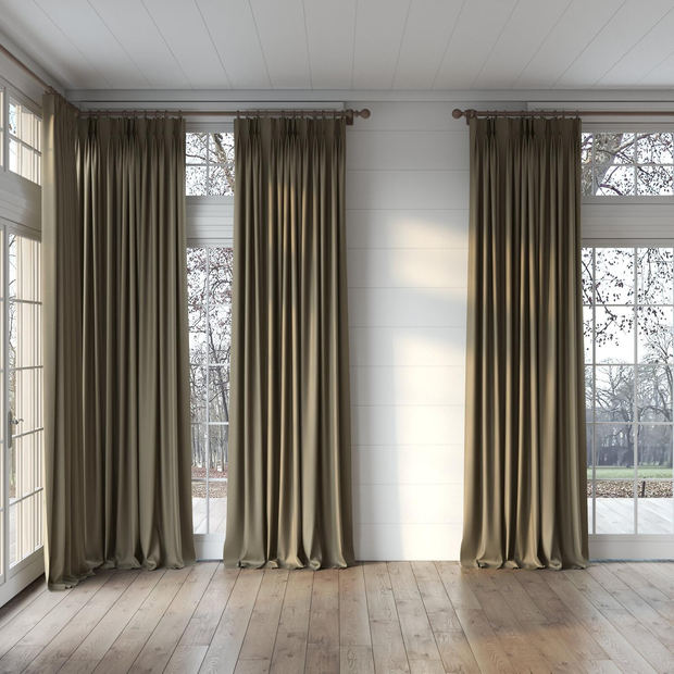 Photo of the fabric Atelier Truffle swatch by James Dunlop. Use for Curtains, Accessory. Style of Plain, Taffeta