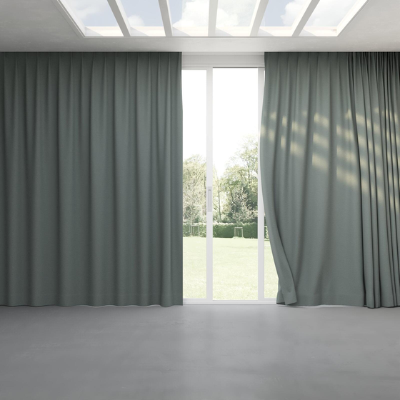 Photo of the fabric Satori Stonewash Teal swatch by Mokum. Use for Curtains, Upholstery Light Duty, Accessory, Top of Bed. Style of Plain, Texture