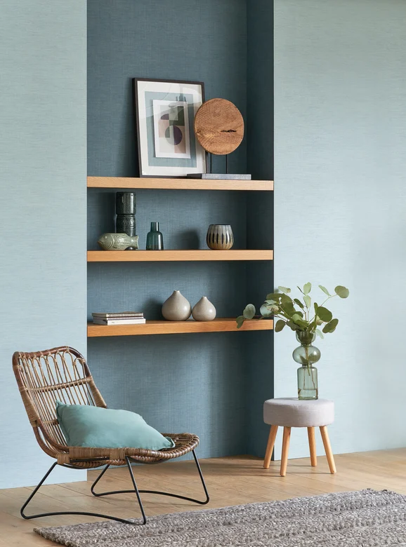 Photo of the fabric Tissage Wallpaper 8584 8584 64 99 in situ by Casadeco. Use for Wall Covering. Style of Plain